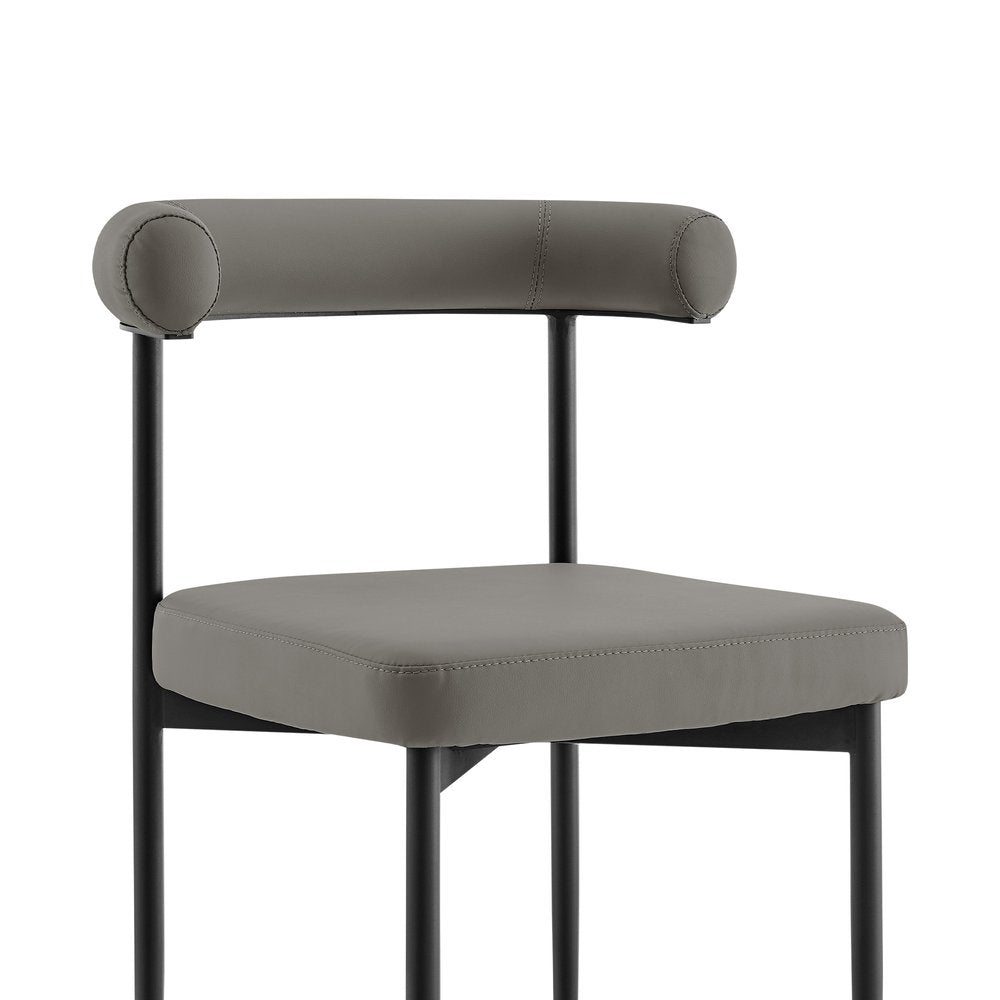 Set of Two Gray and Black Upholstered Faux Leather Open Back Dining Side Chairs