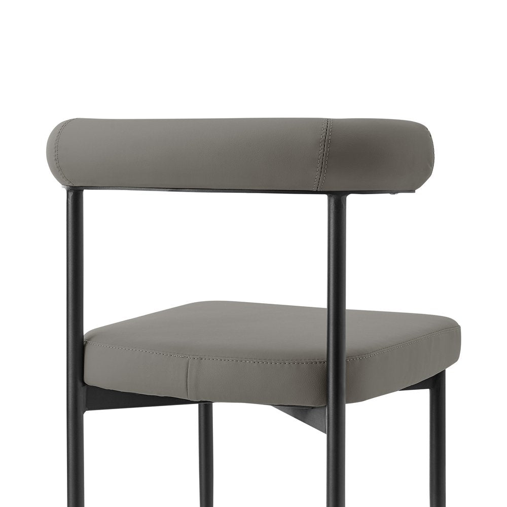 Set of Two Gray and Black Upholstered Faux Leather Open Back Dining Side Chairs