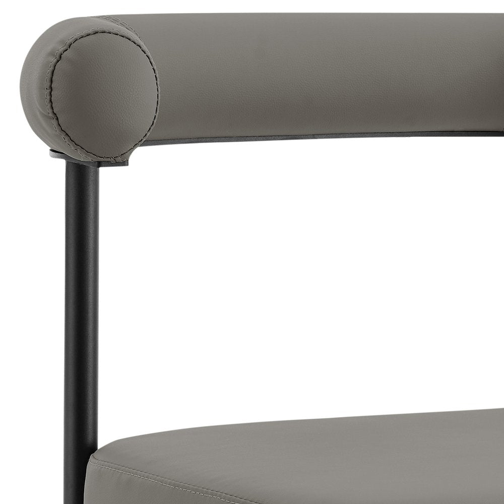 Set of Two Gray and Black Upholstered Faux Leather Open Back Dining Side Chairs