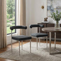 Set of Two Gray and Silver Upholstered Polyester Open Back Dining Side Chairs