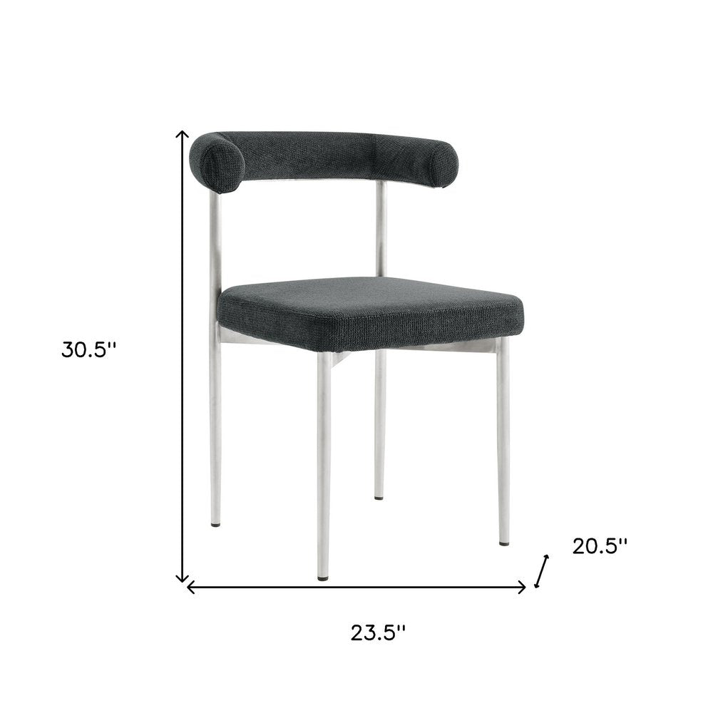 Set of Two Gray and Silver Upholstered Polyester Open Back Dining Side Chairs