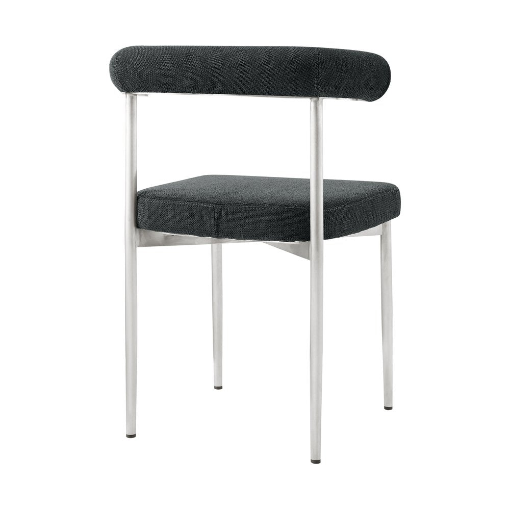 Set of Two Gray and Silver Upholstered Polyester Open Back Dining Side Chairs