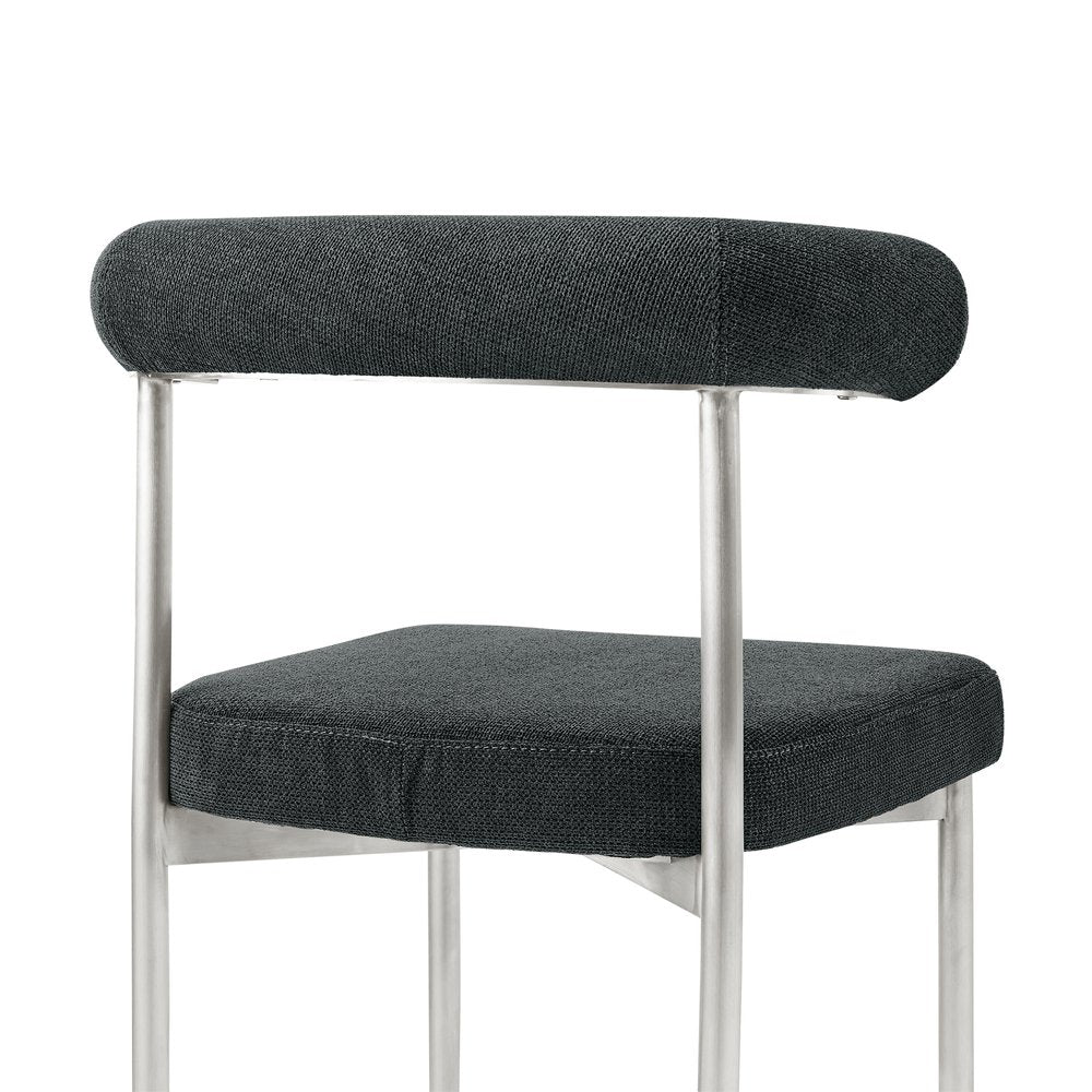 Set of Two Gray and Silver Upholstered Polyester Open Back Dining Side Chairs