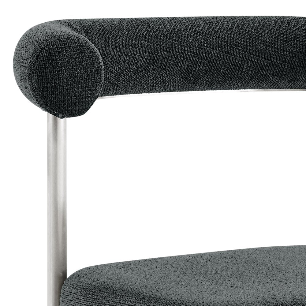 Set of Two Gray and Silver Upholstered Polyester Open Back Dining Side Chairs
