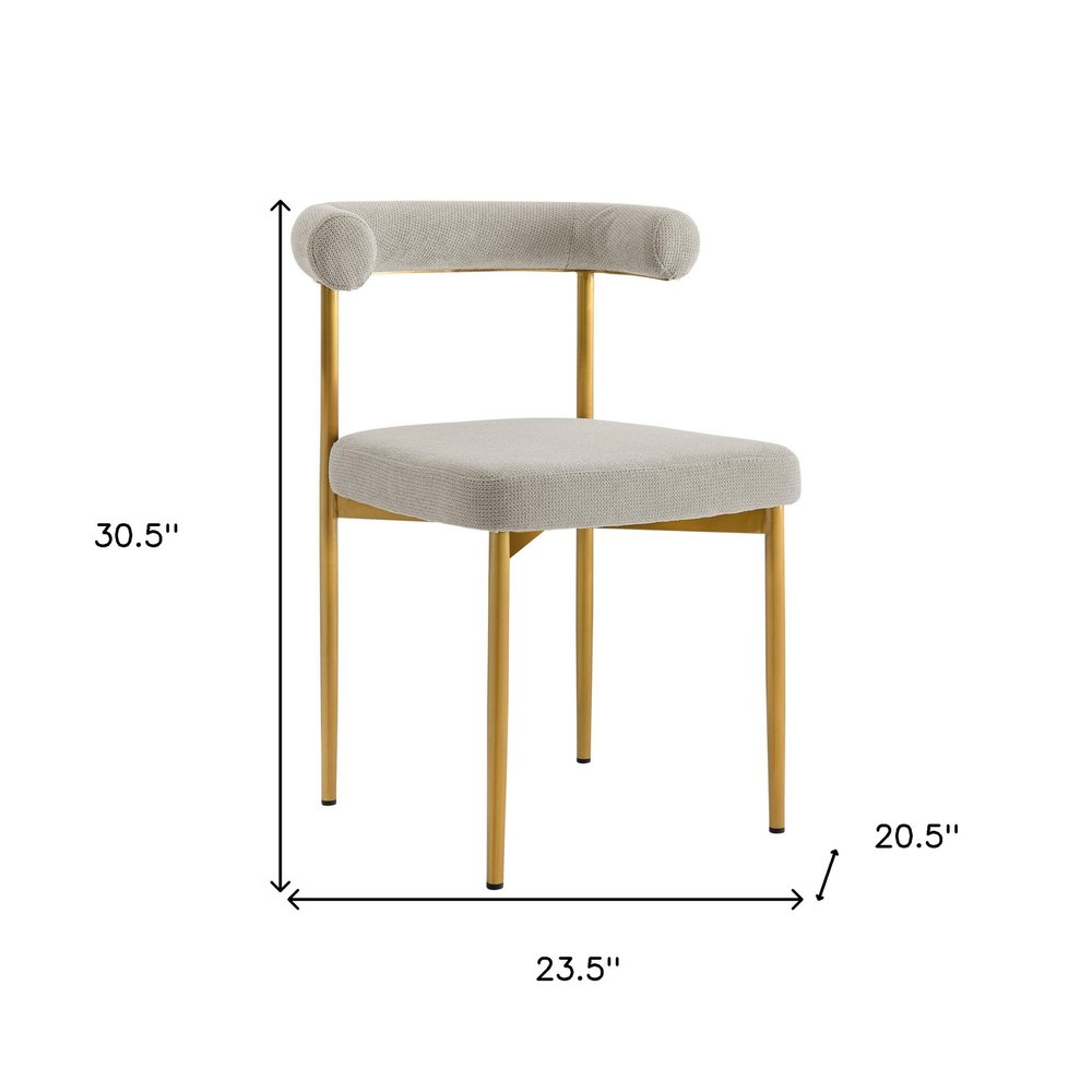 Set of Two Gray and Gold Upholstered Polyester Open Back Dining Side Chairs