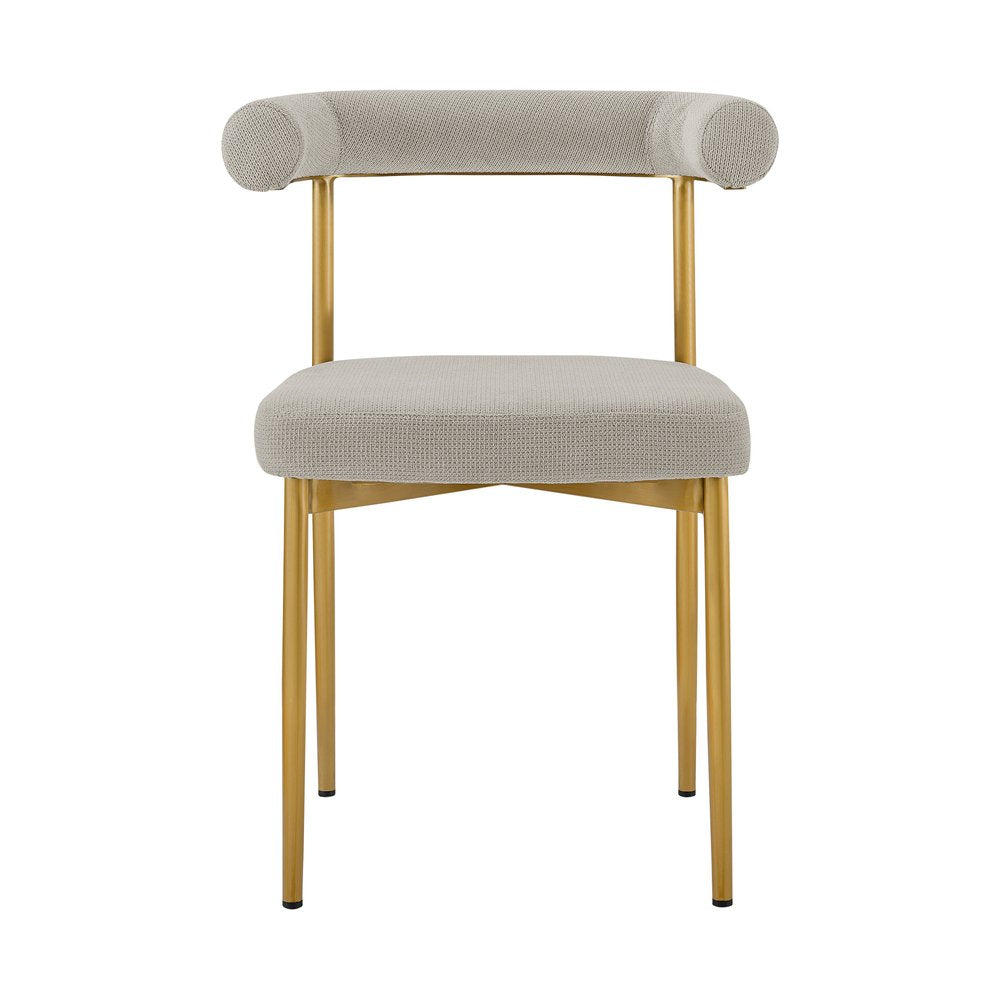 Set of Two Gray and Gold Upholstered Polyester Open Back Dining Side Chairs