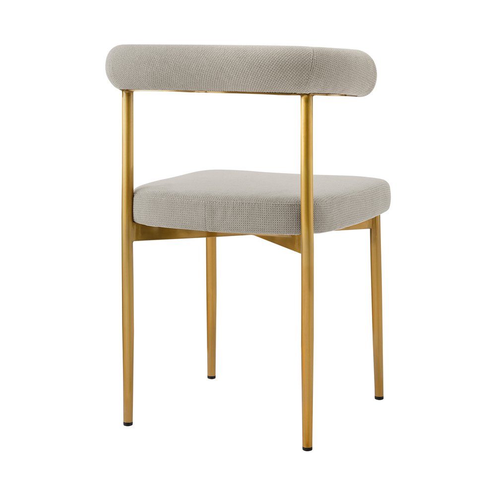 Set of Two Gray and Gold Upholstered Polyester Open Back Dining Side Chairs