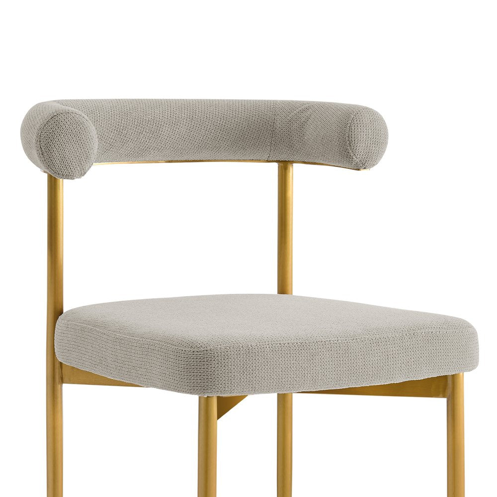 Set of Two Gray and Gold Upholstered Polyester Open Back Dining Side Chairs