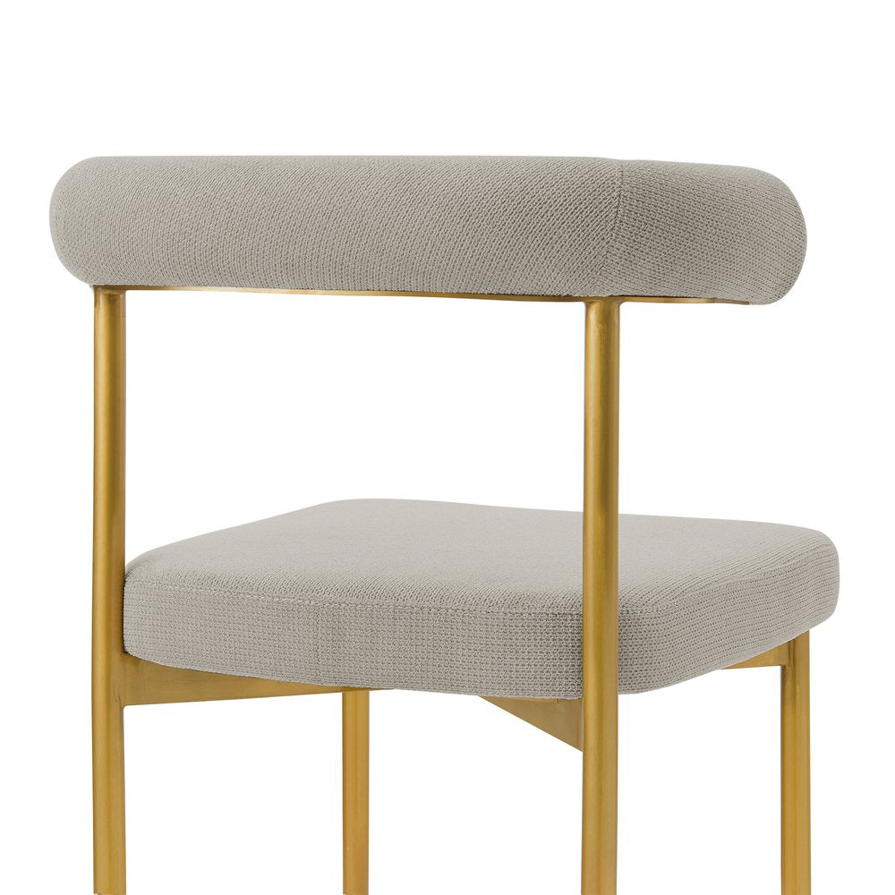 Set of Two Gray and Gold Upholstered Polyester Open Back Dining Side Chairs
