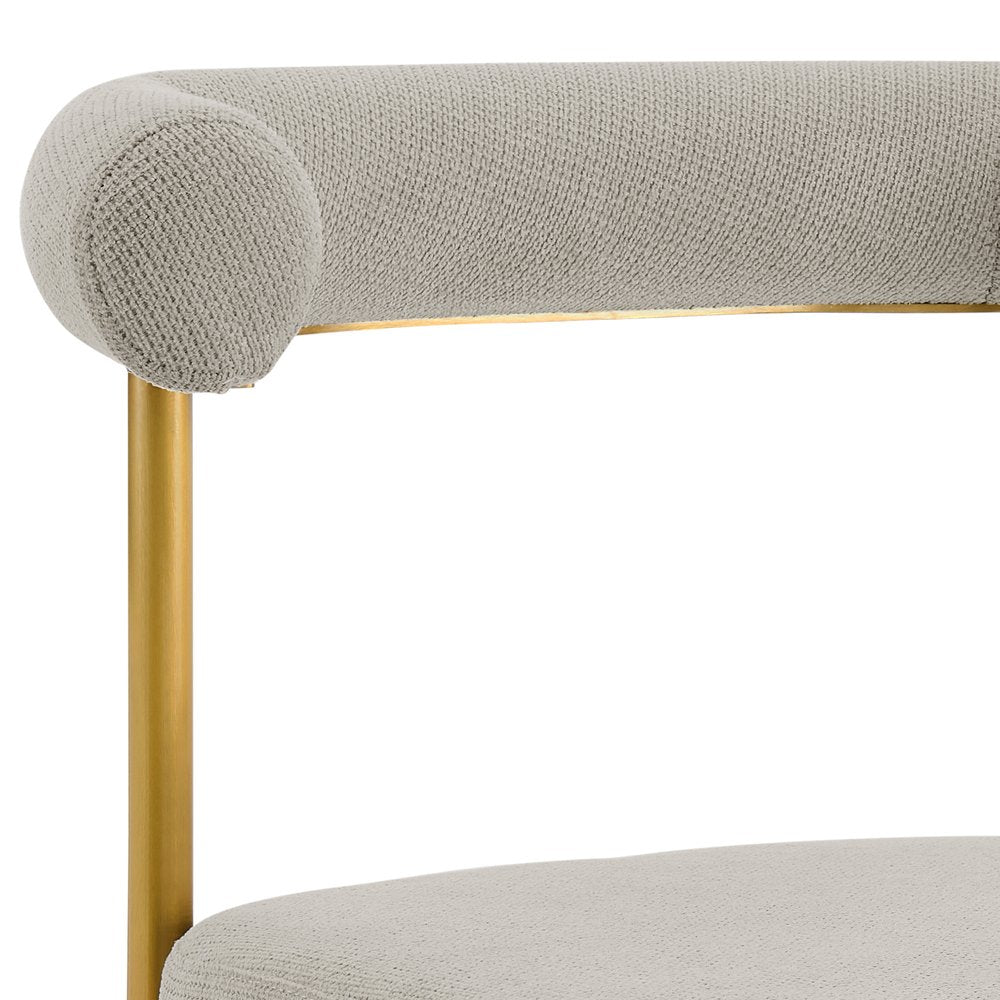 Set of Two Gray and Gold Upholstered Polyester Open Back Dining Side Chairs