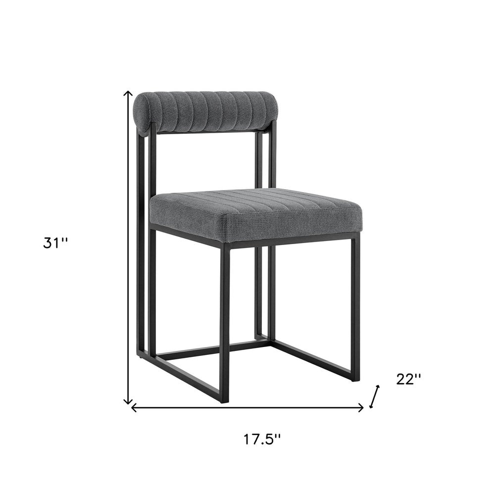 Set of Two Gray and Black Upholstered Polyester Open Back Dining Side Chairs