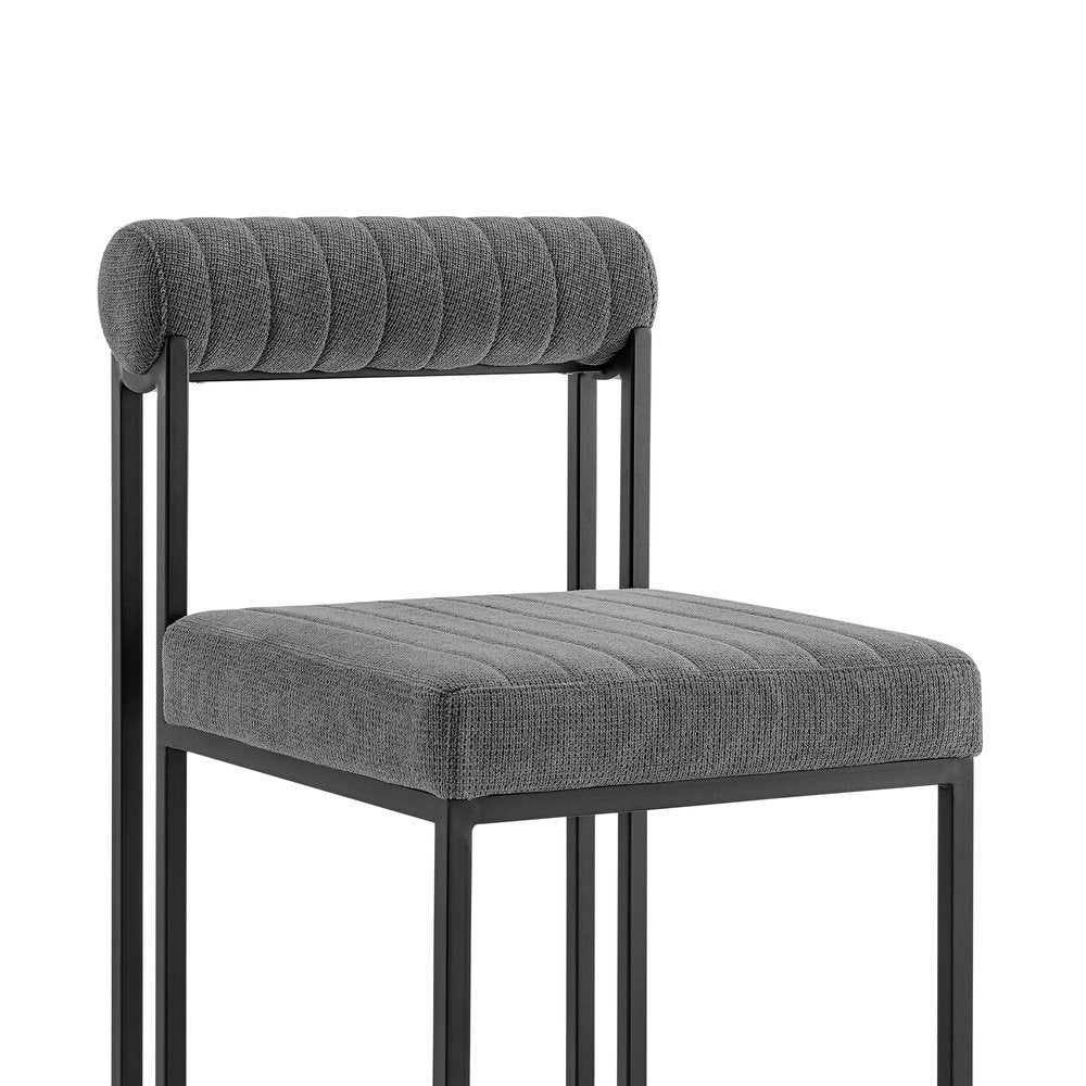 Set of Two Gray and Black Upholstered Polyester Open Back Dining Side Chairs