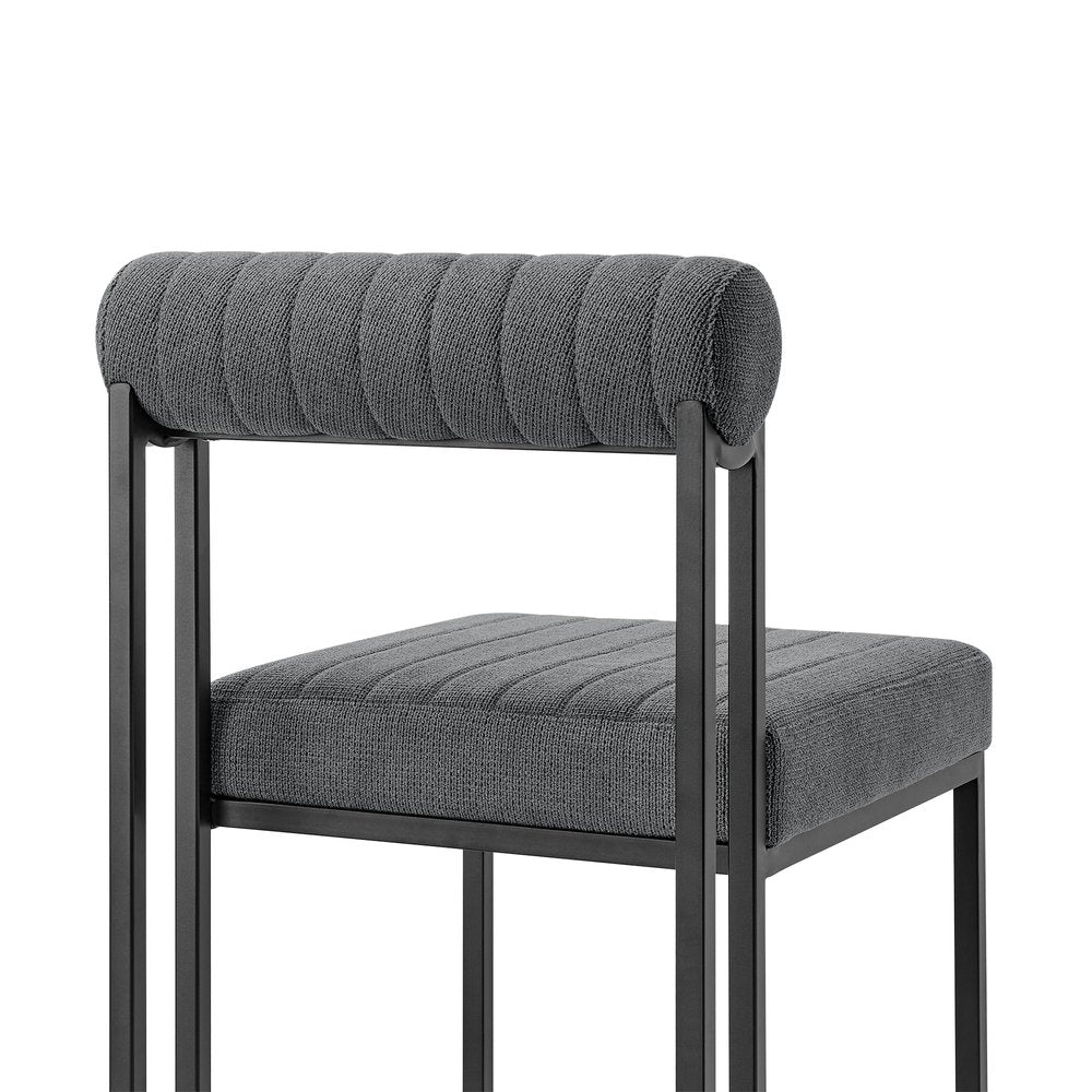 Set of Two Gray and Black Upholstered Polyester Open Back Dining Side Chairs