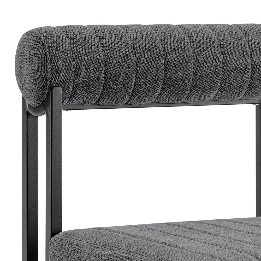 Set of Two Gray and Black Upholstered Polyester Open Back Dining Side Chairs