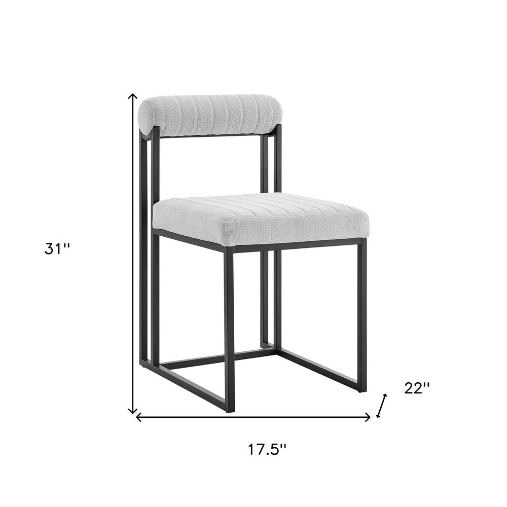 Set of Two Gray and Black Upholstered Polyester Open Back Dining Side Chairs