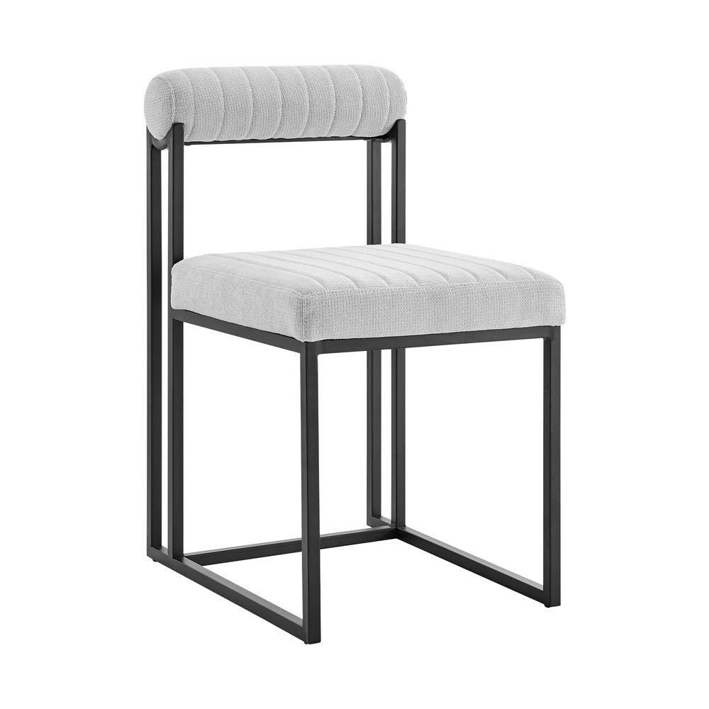 Set of Two Gray and Black Upholstered Polyester Open Back Dining Side Chairs