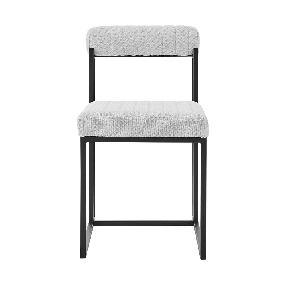 Set of Two Gray and Black Upholstered Polyester Open Back Dining Side Chairs
