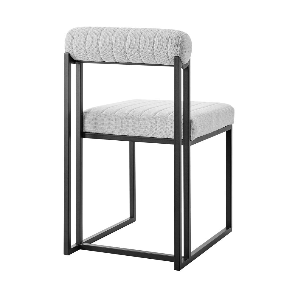 Set of Two Gray and Black Upholstered Polyester Open Back Dining Side Chairs