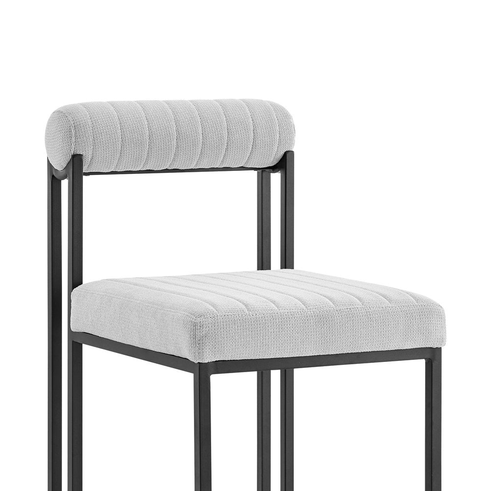 Set of Two Gray and Black Upholstered Polyester Open Back Dining Side Chairs