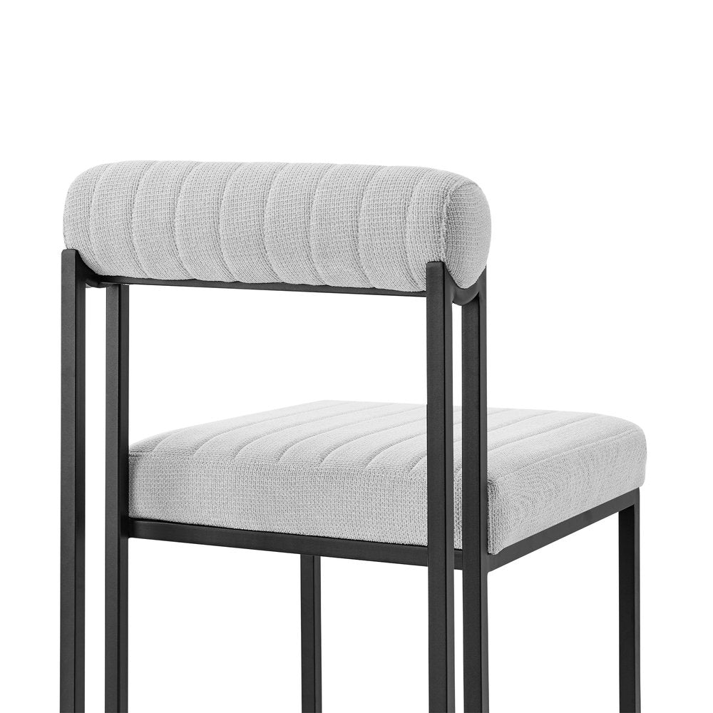 Set of Two Gray and Black Upholstered Polyester Open Back Dining Side Chairs
