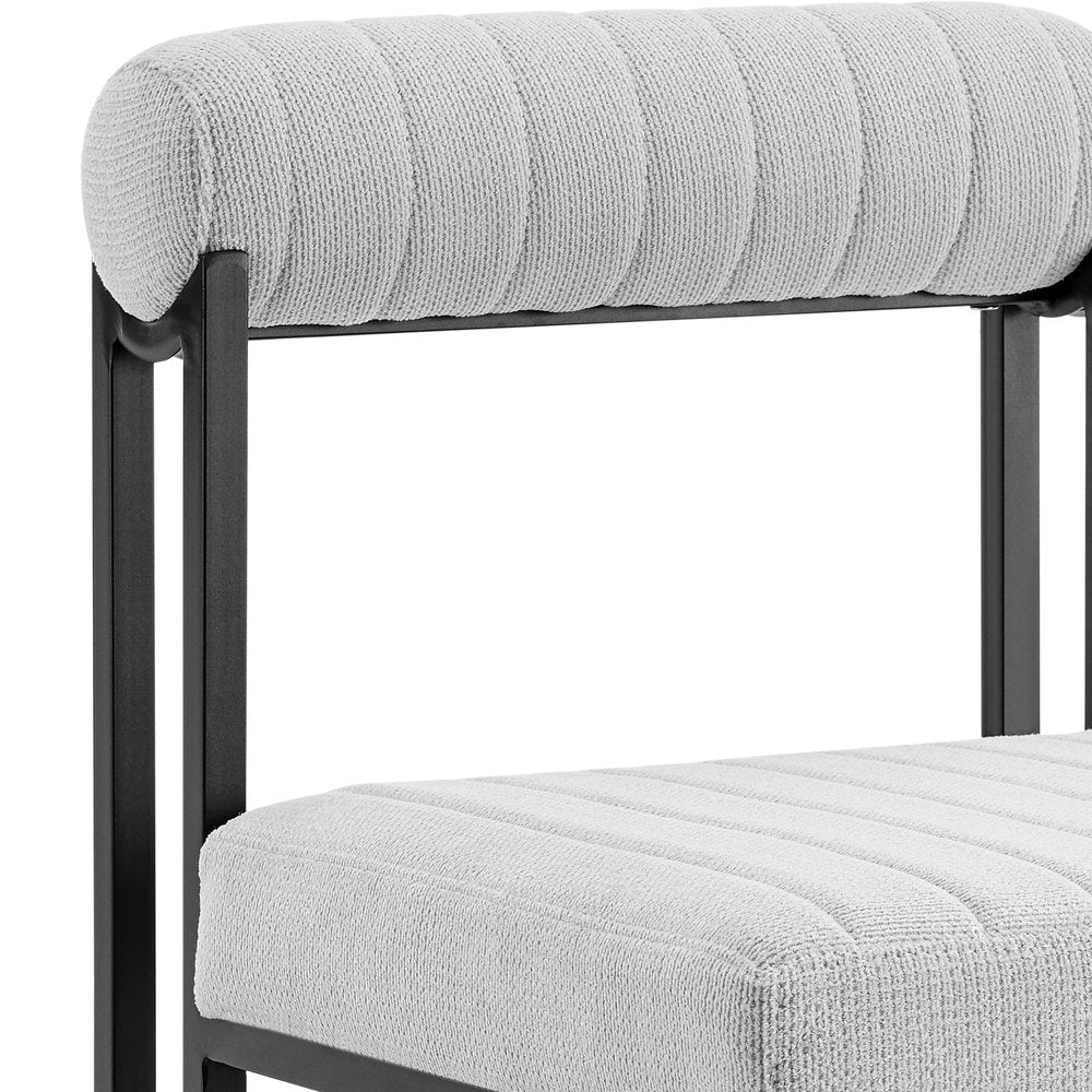 Set of Two Gray and Black Upholstered Polyester Open Back Dining Side Chairs