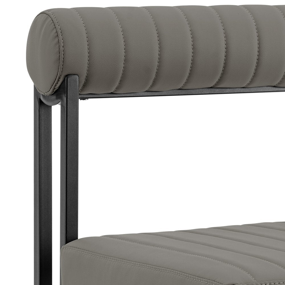 Set of Two Gray and Black Upholstered Faux Leather Open Back Dining Side Chairs