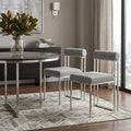 Set of Two Gray and Silver Upholstered Polyester Open Back Dining Side Chairs