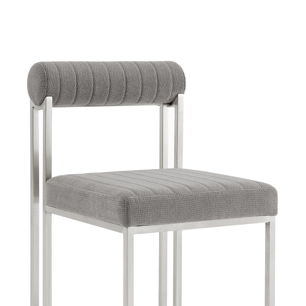 Set of Two Gray and Silver Upholstered Polyester Open Back Dining Side Chairs