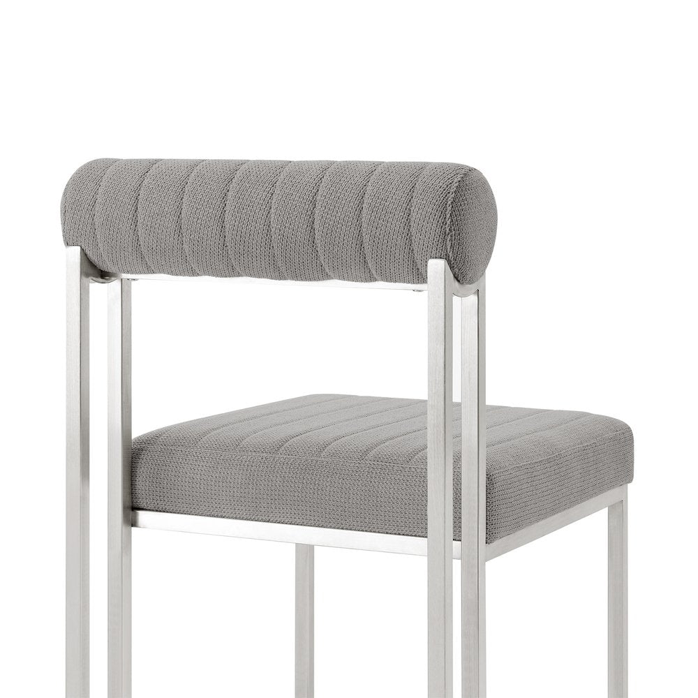 Set of Two Gray and Silver Upholstered Polyester Open Back Dining Side Chairs