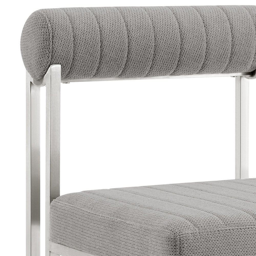 Set of Two Gray and Silver Upholstered Polyester Open Back Dining Side Chairs