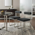 Set of Two Gray and Silver Upholstered Polyester Open Back Dining Side Chairs