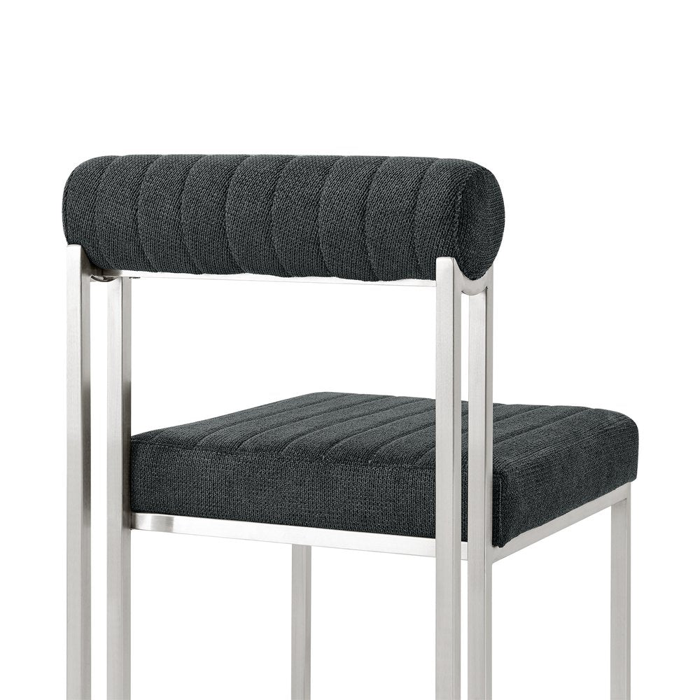 Set of Two Gray and Silver Upholstered Polyester Open Back Dining Side Chairs