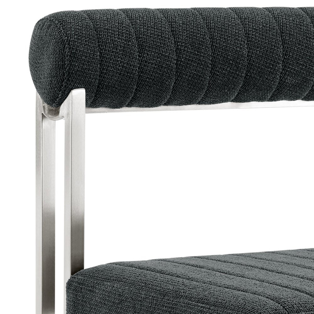 Set of Two Gray and Silver Upholstered Polyester Open Back Dining Side Chairs