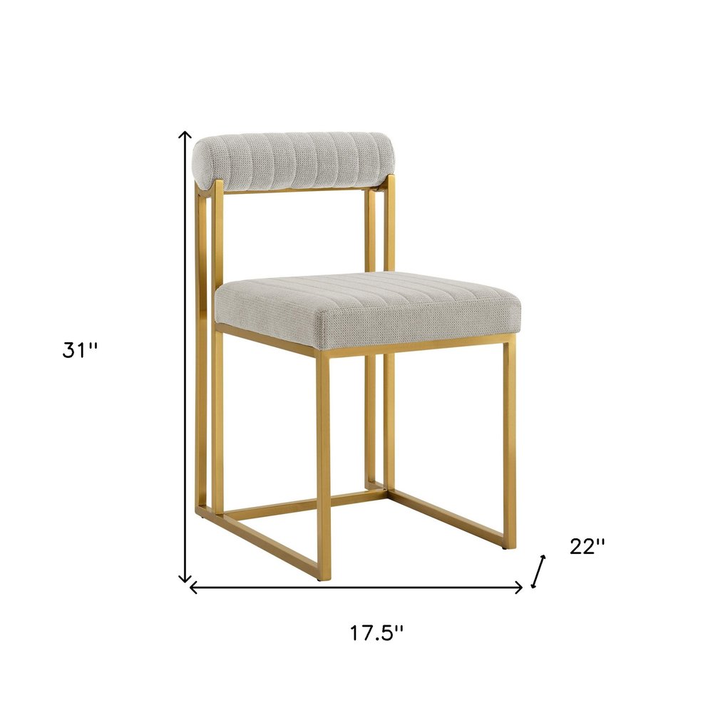 Set of Two Gray and Gold Upholstered Polyester Open Back Dining Side Chairs