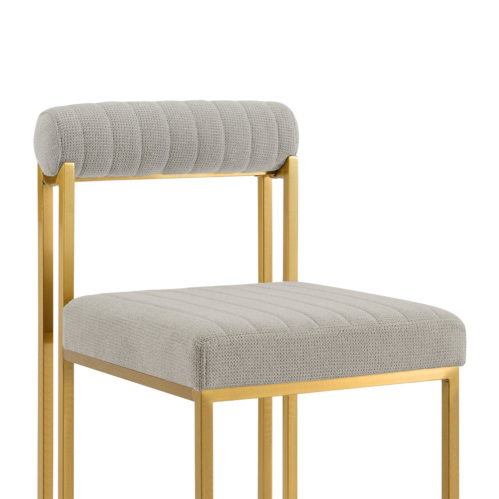 Set of Two Gray and Gold Upholstered Polyester Open Back Dining Side Chairs
