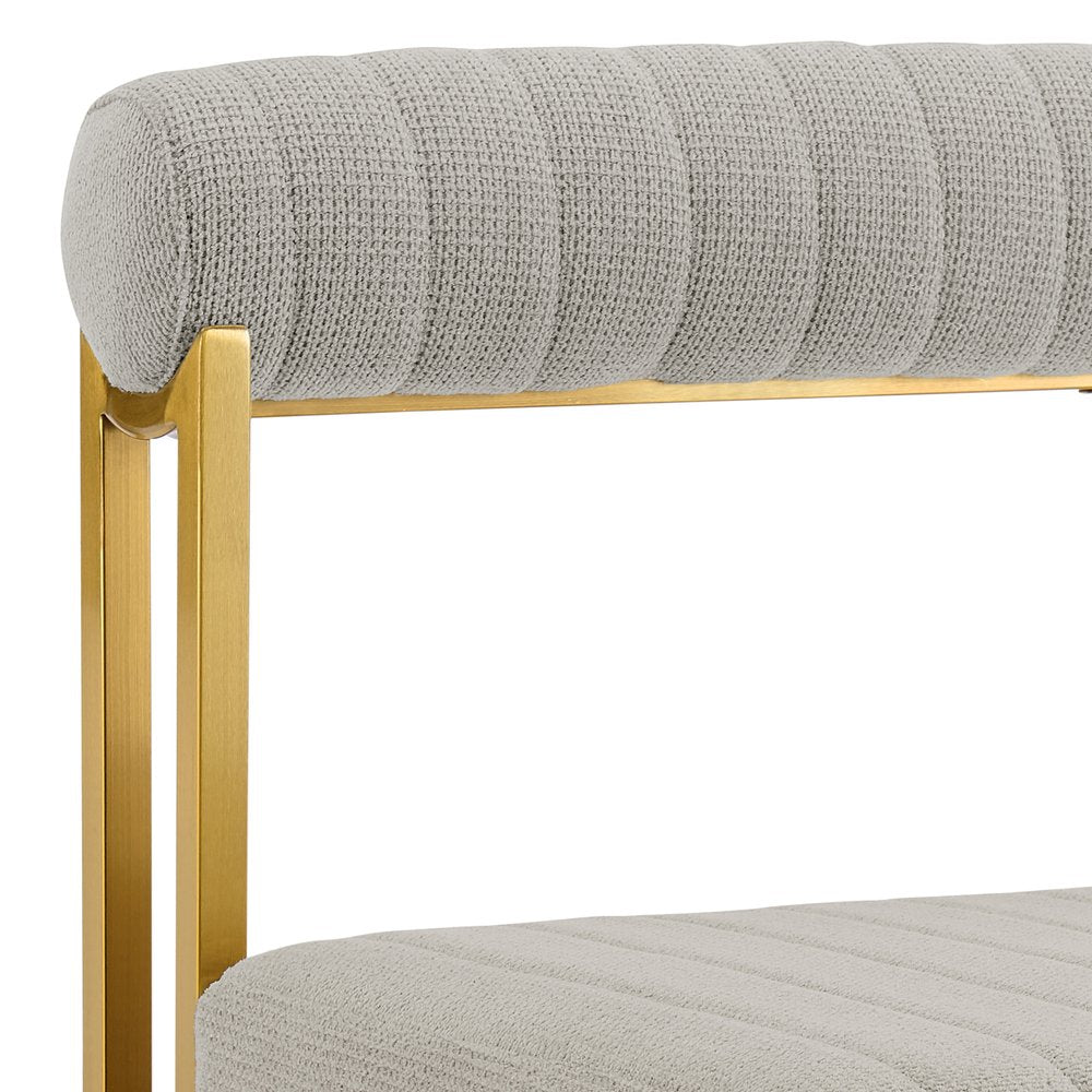 Set of Two Gray and Gold Upholstered Polyester Open Back Dining Side Chairs