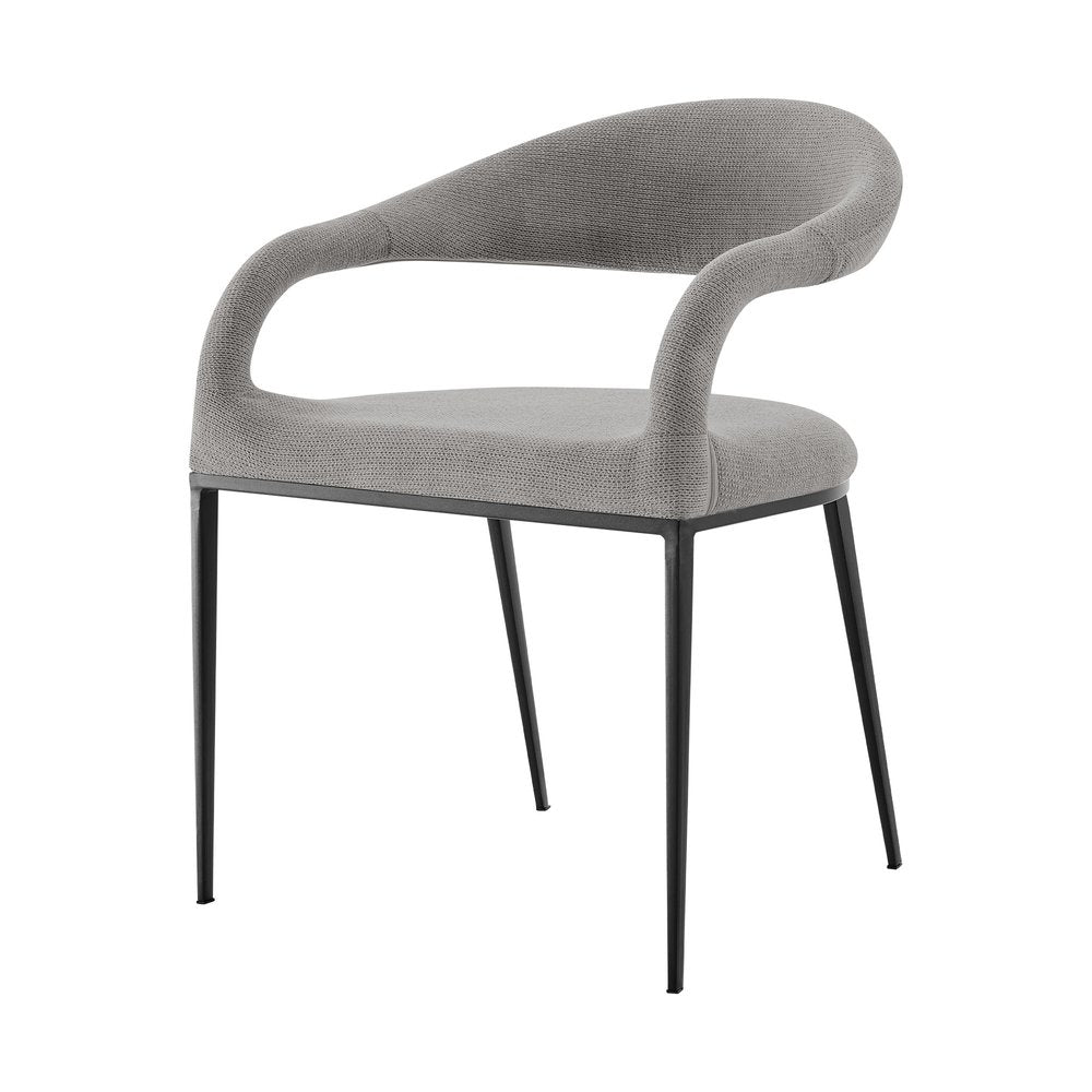 Set of Two Gray and Black Upholstered Polyester Open Back Dining Arm Chairs