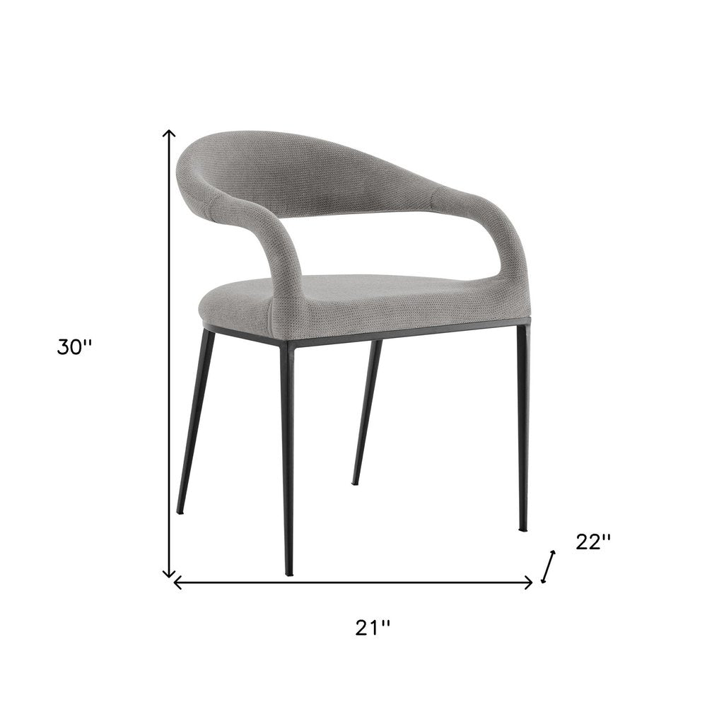 Set of Two Gray and Black Upholstered Polyester Open Back Dining Arm Chairs