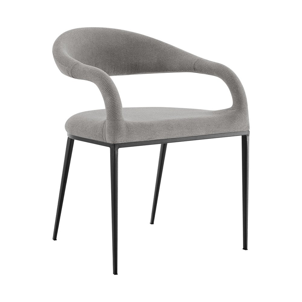Set of Two Gray and Black Upholstered Polyester Open Back Dining Arm Chairs