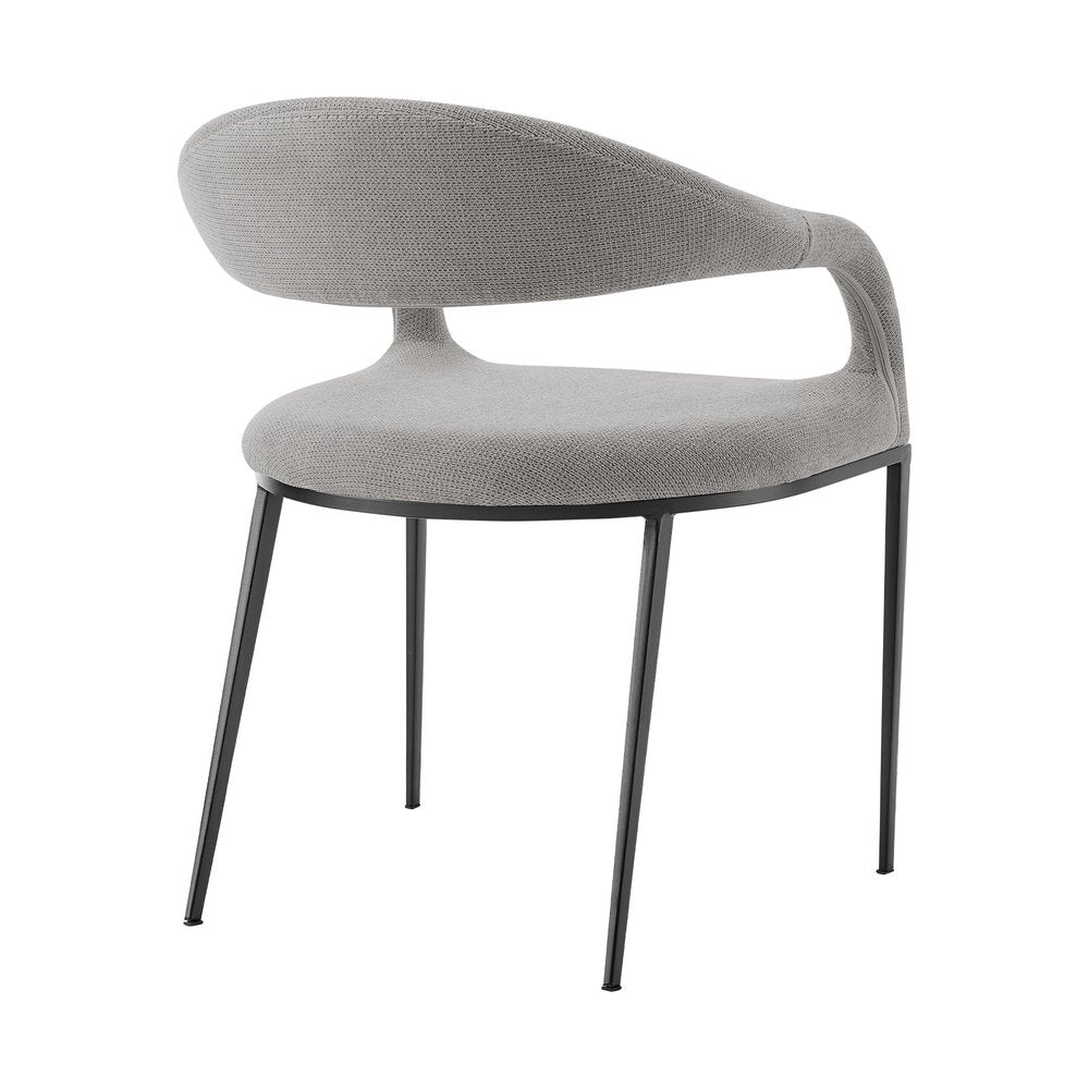 Set of Two Gray and Black Upholstered Polyester Open Back Dining Arm Chairs