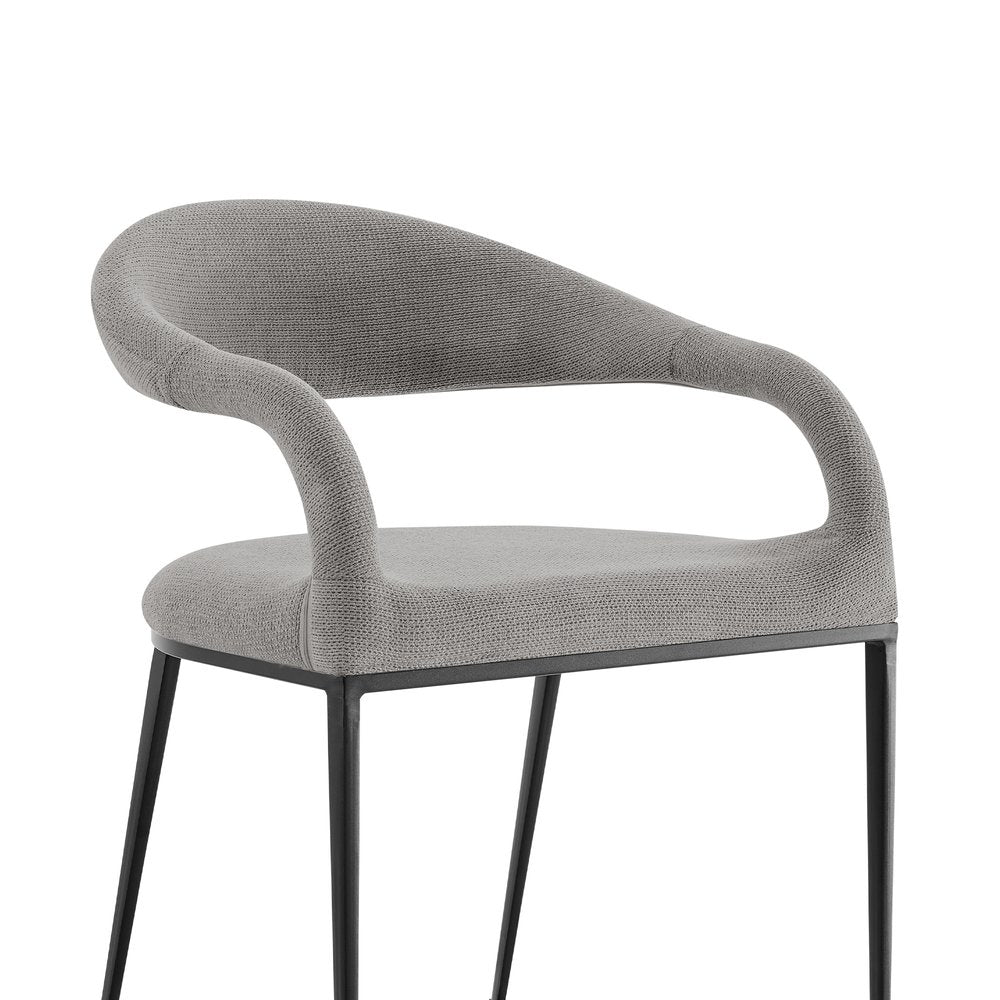 Set of Two Gray and Black Upholstered Polyester Open Back Dining Arm Chairs