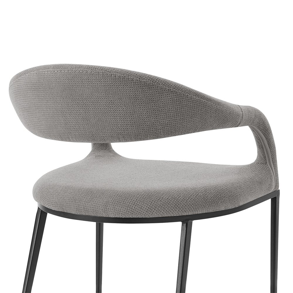 Set of Two Gray and Black Upholstered Polyester Open Back Dining Arm Chairs