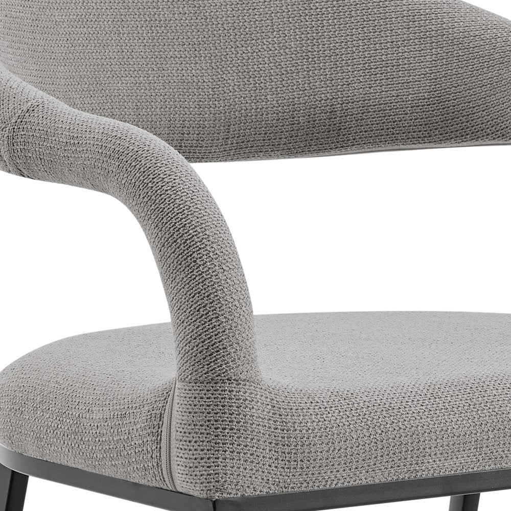 Set of Two Gray and Black Upholstered Polyester Open Back Dining Arm Chairs