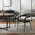 Set of Two Gray and Black Upholstered Polyester Open Back Dining Arm Chairs