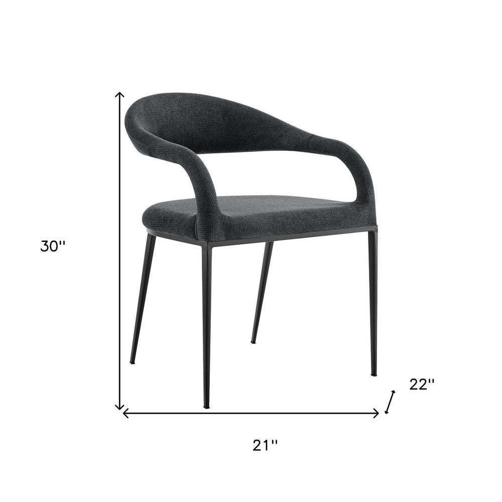 Set of Two Gray and Black Upholstered Polyester Open Back Dining Arm Chairs
