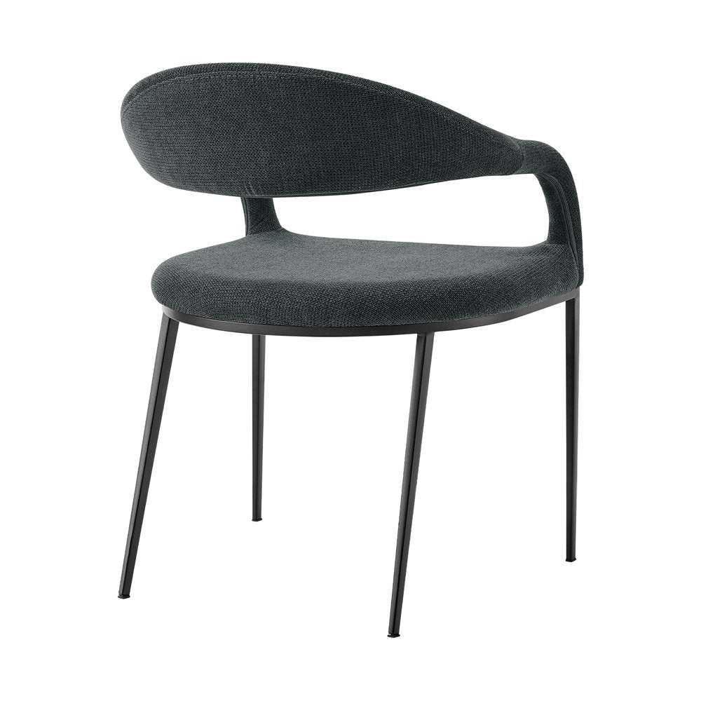 Set of Two Gray and Black Upholstered Polyester Open Back Dining Arm Chairs