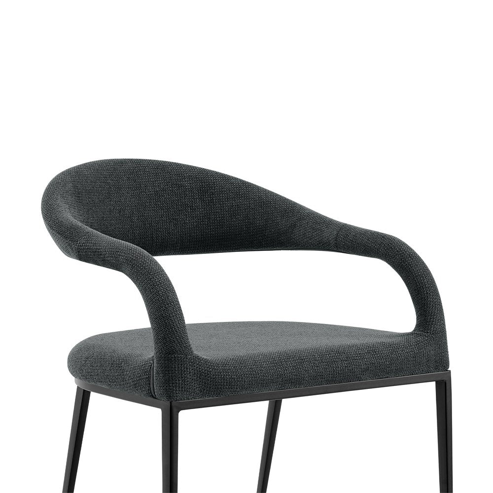 Set of Two Gray and Black Upholstered Polyester Open Back Dining Arm Chairs
