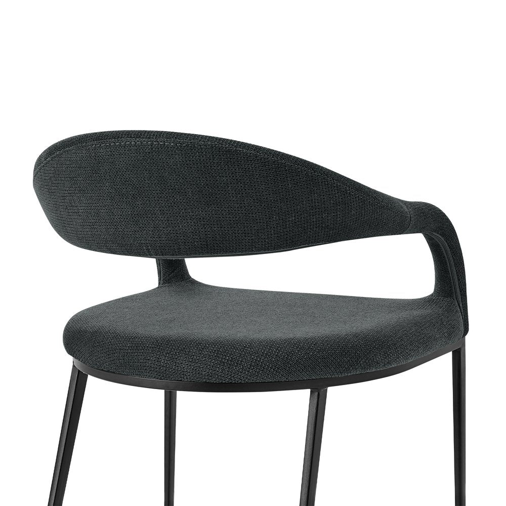 Set of Two Gray and Black Upholstered Polyester Open Back Dining Arm Chairs