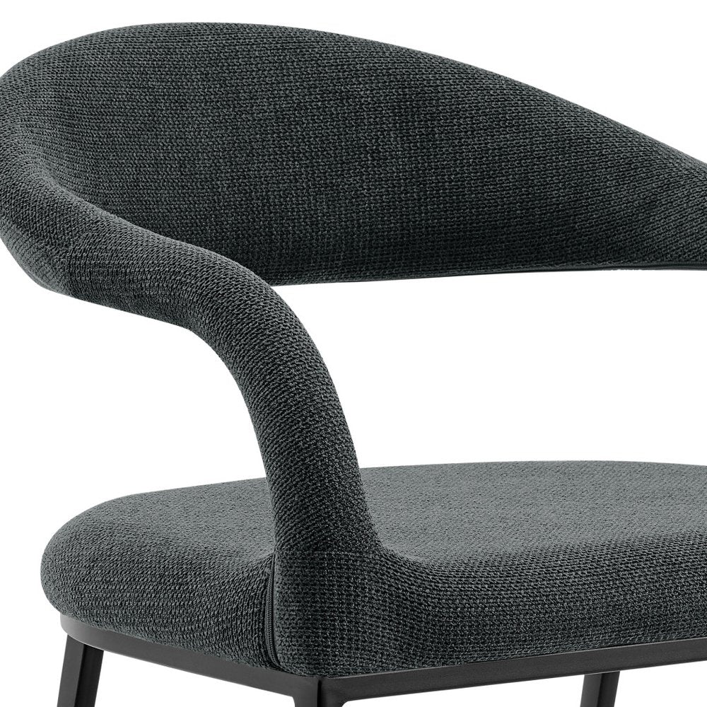 Set of Two Gray and Black Upholstered Polyester Open Back Dining Arm Chairs