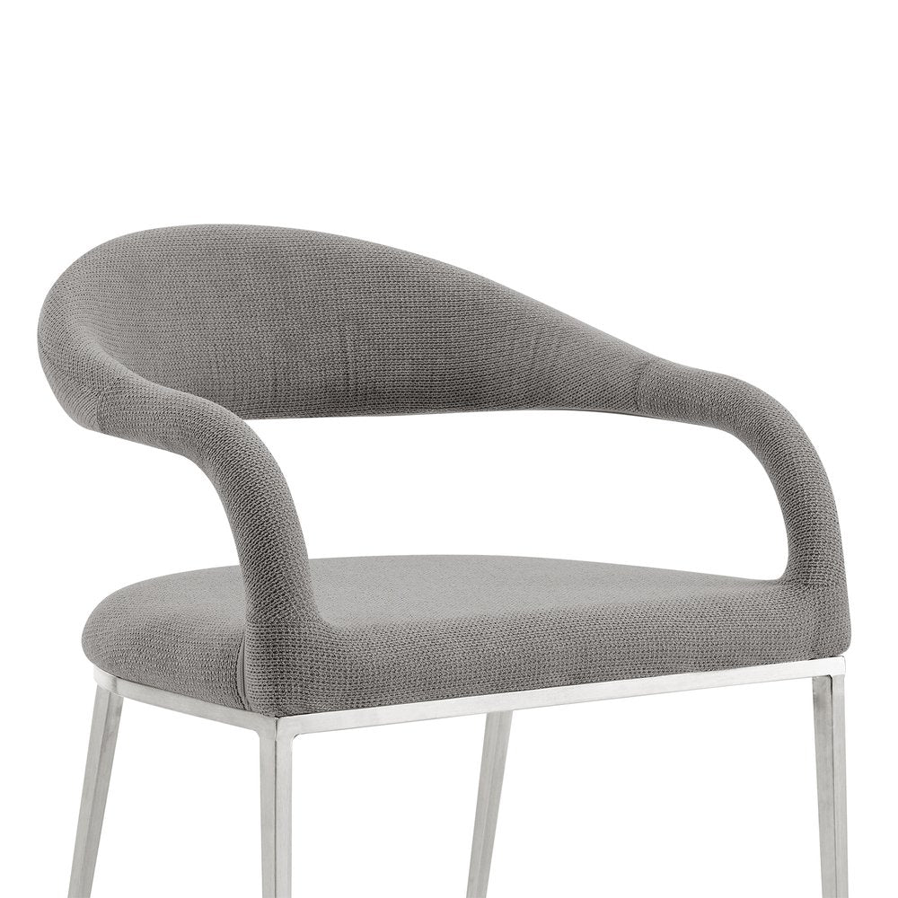 Set of Two Gray and Silver Upholstered Polyester Open Back Dining Arm Chairs